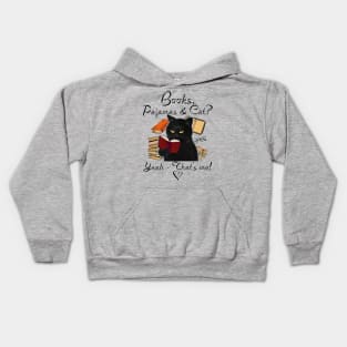 Black Cat Books Pajamas And Cat Yeah That’s Me Kids Hoodie